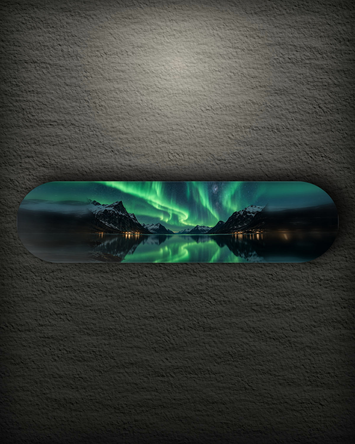 Northern Fjord landscape printed skateboard deck