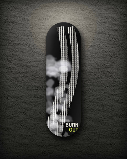 Burnout printed skateboard deck