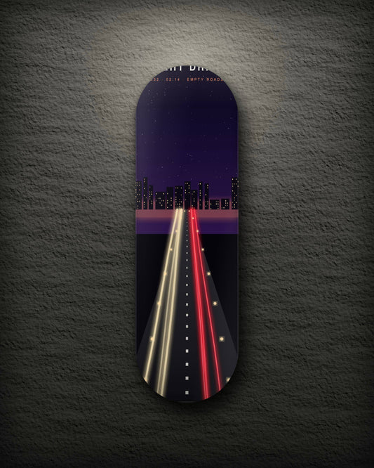 Night Drive printed skateboard deck