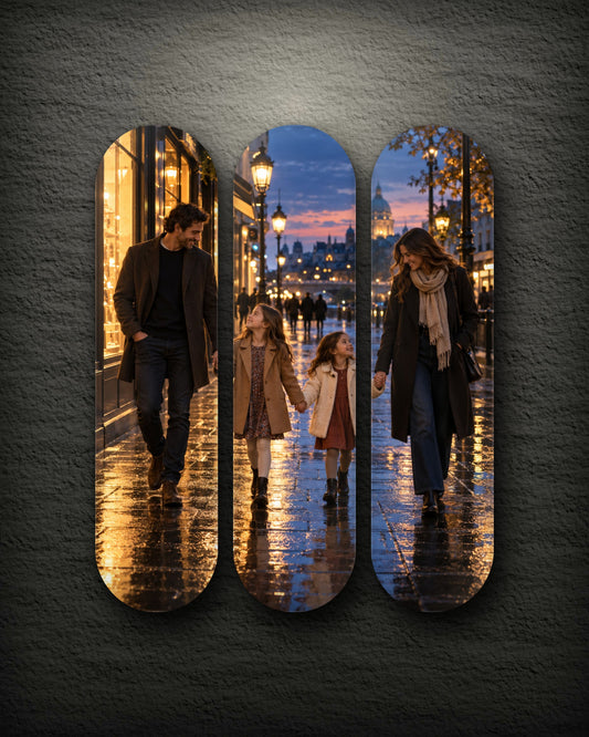City Lights printed skateboard deck set of three