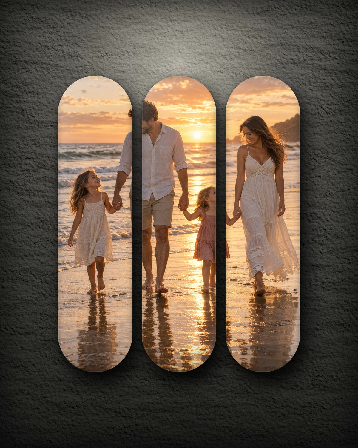 Golden Shore printed skateboard deck set of three