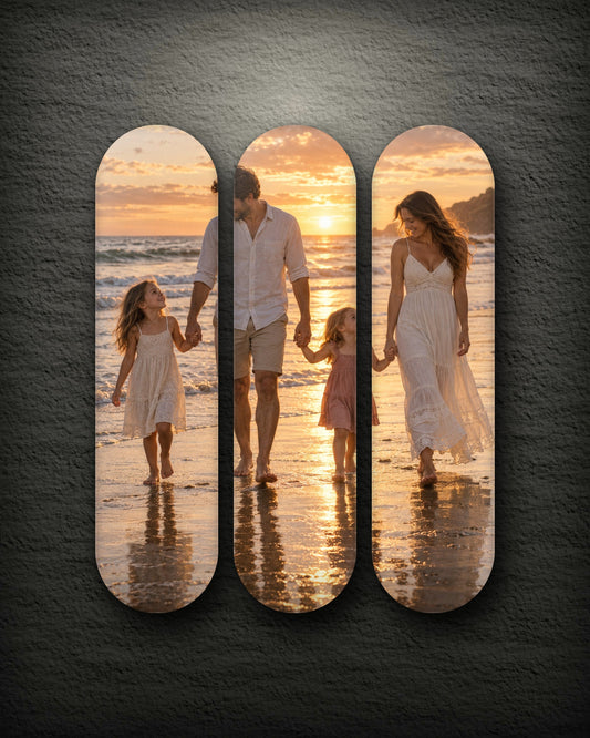 Golden Shore printed skateboard deck set of three