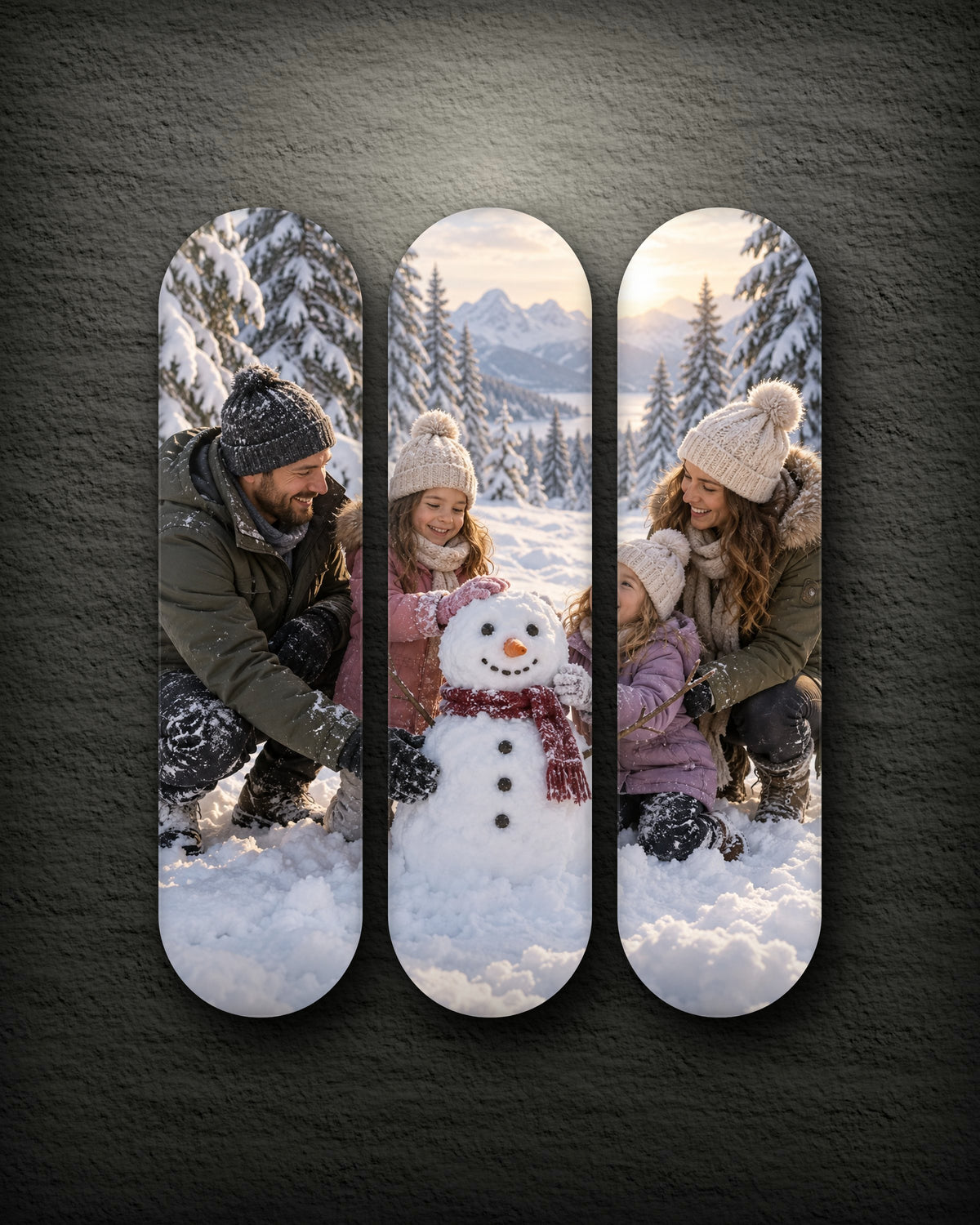 Snow Day printed skateboard deck set of three