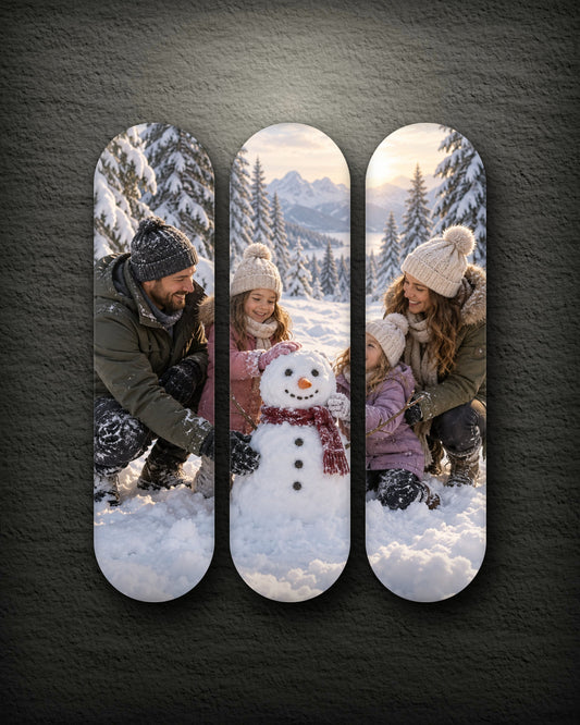 Snow Day printed skateboard deck set of three