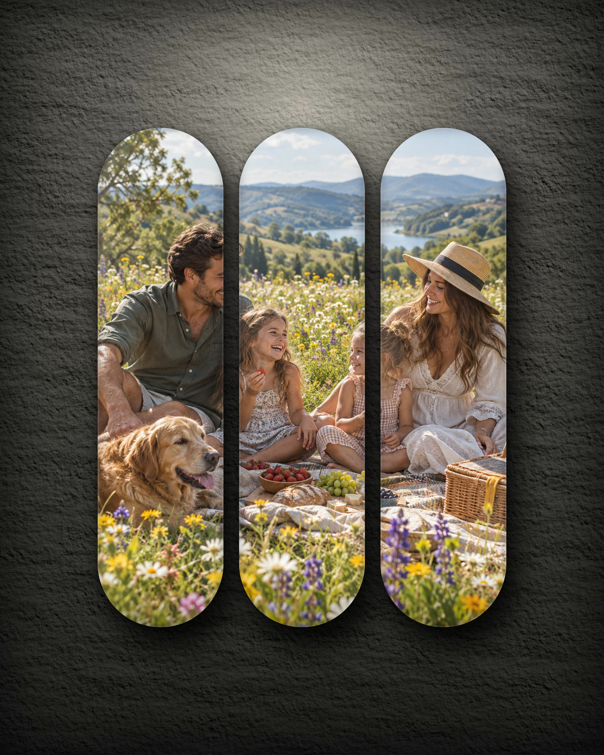 Summer Picnic printed skateboard deck set of three