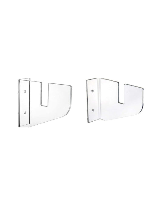 Horizontal skateboard deck wall mount — clear acrylic clips