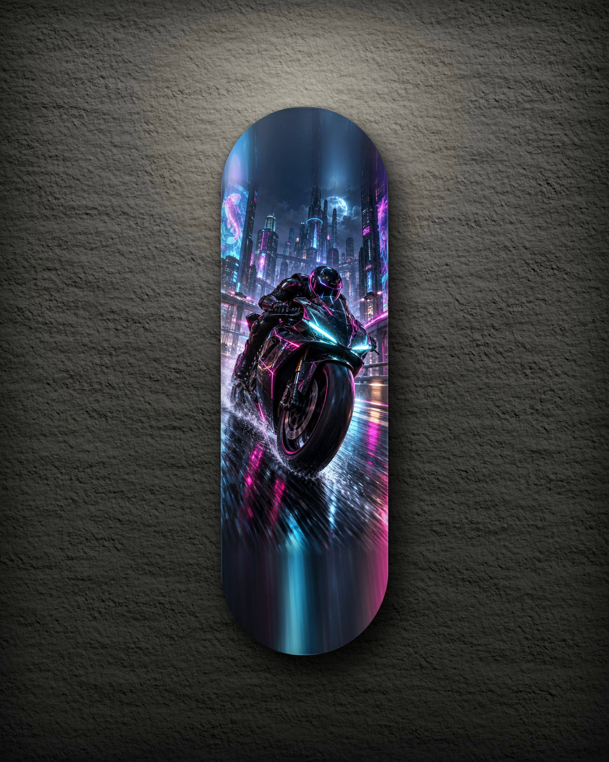 Neon Mile printed skateboard deck