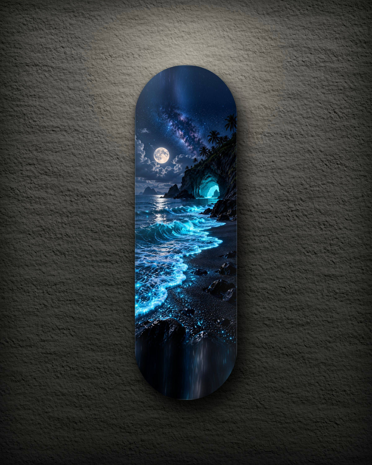 Glow Tide printed skateboard deck