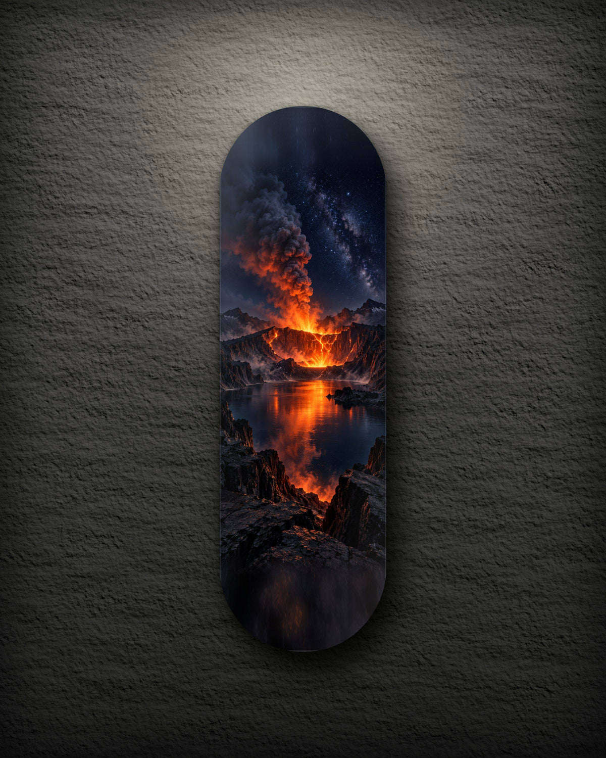 Volcano printed skateboard deck