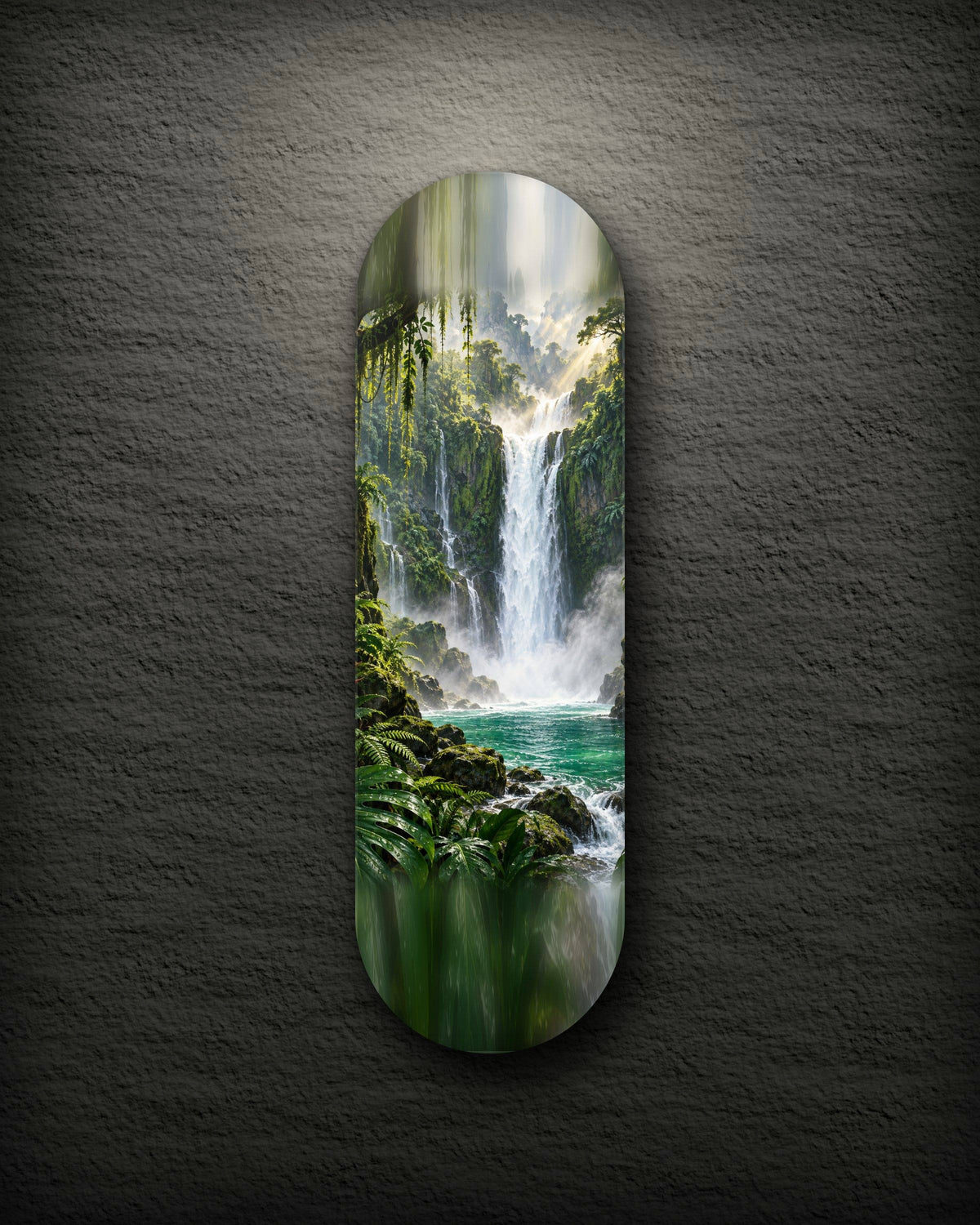 Waterfall printed skateboard deck