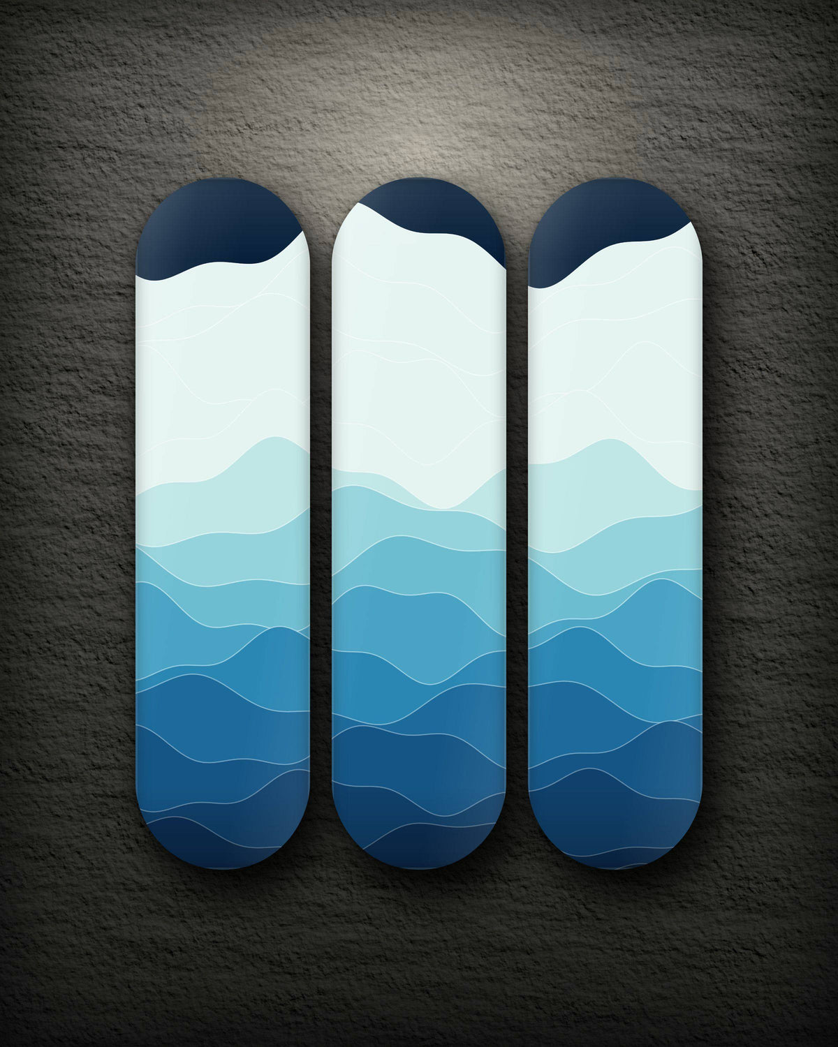 Swell set of three decks — one scene across three